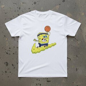 SpongeBob Basketball Nike Swoosh Parody White Funny Graphic Tee